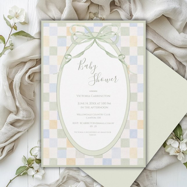 Green Frame Blocks Simple Baby Shower Invitation (Creator Uploaded)