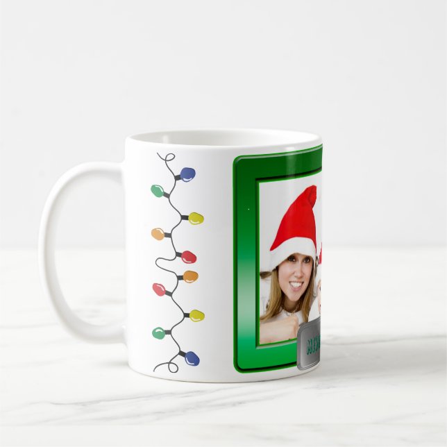 Green Frame with Photo and Text Coffee Mug (Left)