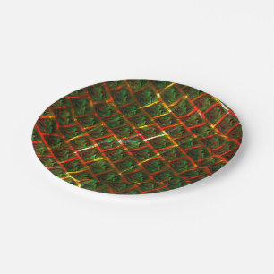'Green framed eyes', scratches or red grid. Paper Plate