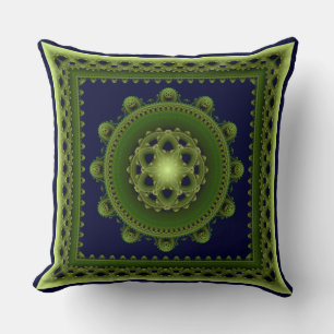 Green framed mandala cushion