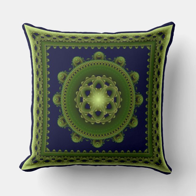 Green framed mandala cushion (Front)