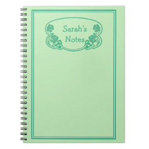 Green Framed Ornate Nameplate Notebook