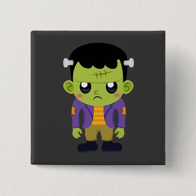 Green Frankenstein Monster Halloween 15 Cm Square Badge (Front)