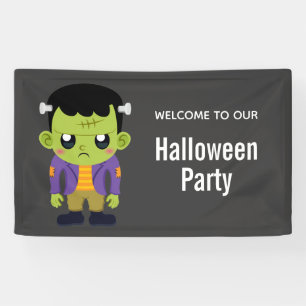 Green Frankenstein Monster Halloween Banner