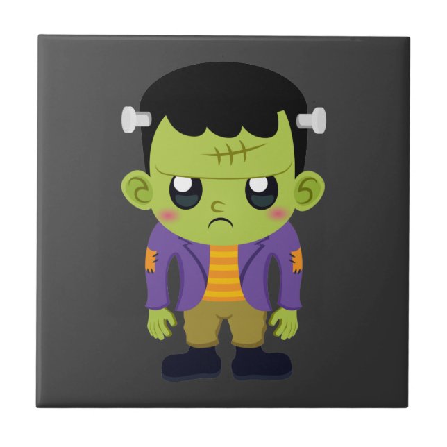 Green Frankenstein Monster Halloween Ceramic Tile (Front)