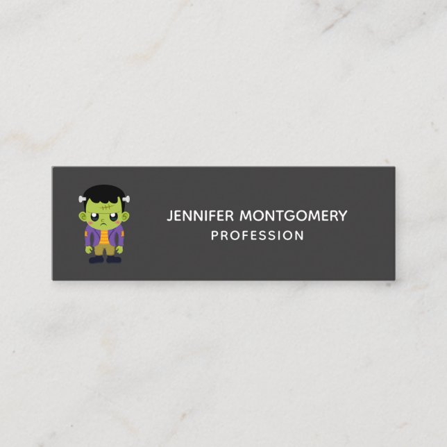 Green Frankenstein Monster Halloween Mini Business Mini Business Card (Front)