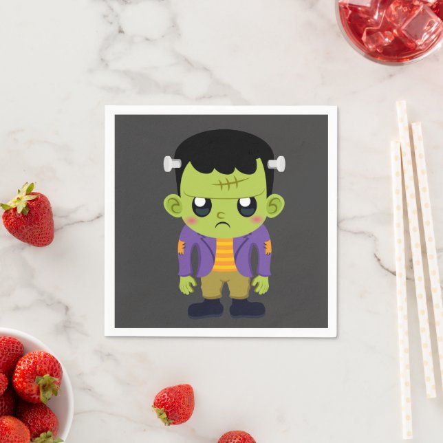 Green Frankenstein Monster Halloween Napkin (Insitu)