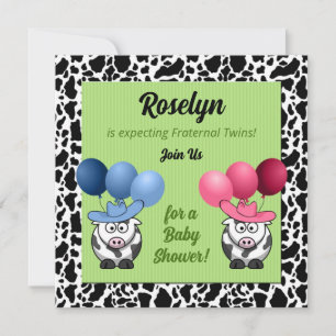 Green Fraternal Twins Baby Shower Invitation