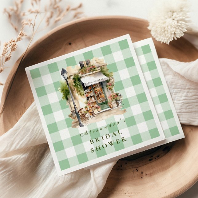 Green French Cafe Bridal Shower Napkin (Creator Uploaded)