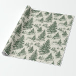 Green French Christmas Toile Green Wrapping Paper<br><div class="desc">French Christmas Toile Green Wrapping Paper Roll</div>