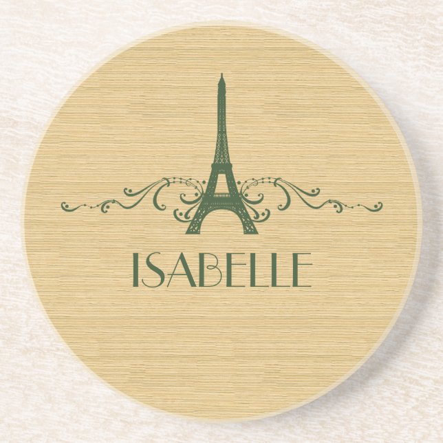 Green French Flourish Coaster (Front)