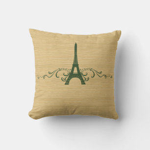 Green French Flourish Pillow