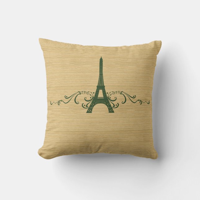 Green French Flourish Pillow (Front)