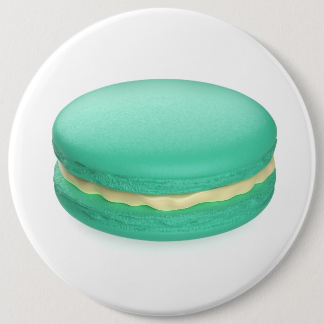 Green french macaron 6 cm round badge (Front)