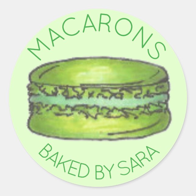 Green French Macaron Cookie Baked By Homemade Classic Round Sticker (Front)