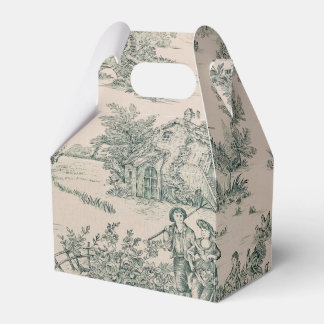 Green French Toile Country Canvas Party Favour Box