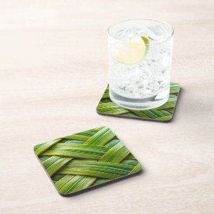 Green Fresh Bamboo Weave Coaster