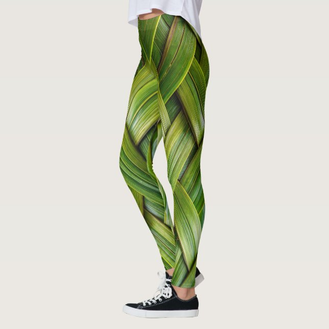 Green Fresh Bamboo Weave  Leggings (Left)