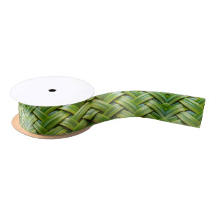 Green Fresh Bamboo Weave  Satin Ribbon