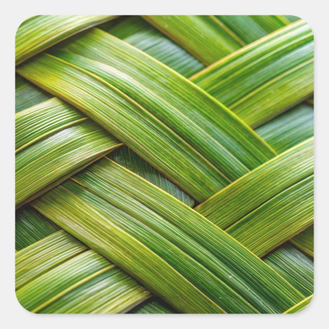 Green Fresh Bamboo Weave  Square Sticker (Front)