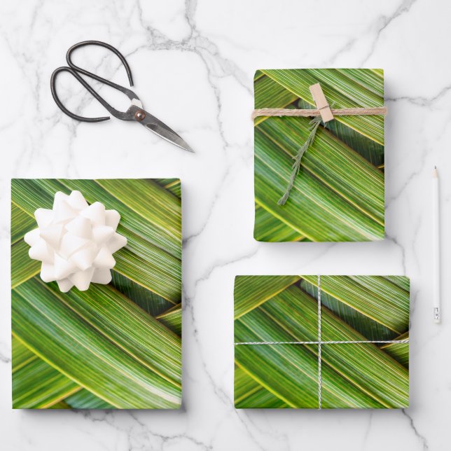 Green Fresh Bamboo Weave  Wrapping Paper Sheet (Front)