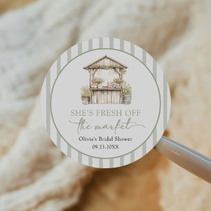 Green Fresh Off The Market Bridal Shower Classic Round Sticker