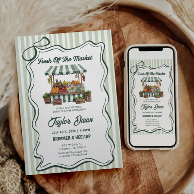 Green Fresh Off The Market Bridal Shower Invitation (Creator Uploaded)