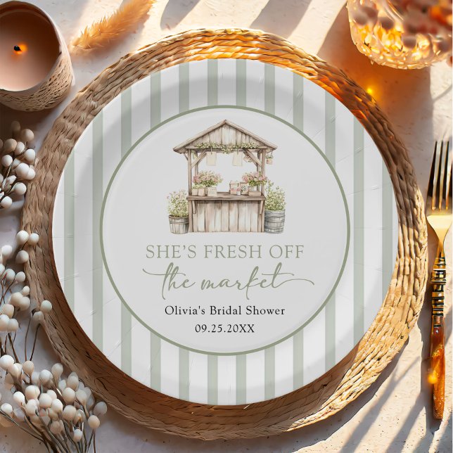 Green Fresh Off The Market Bridal Shower Paper Plate (Creator Uploaded)