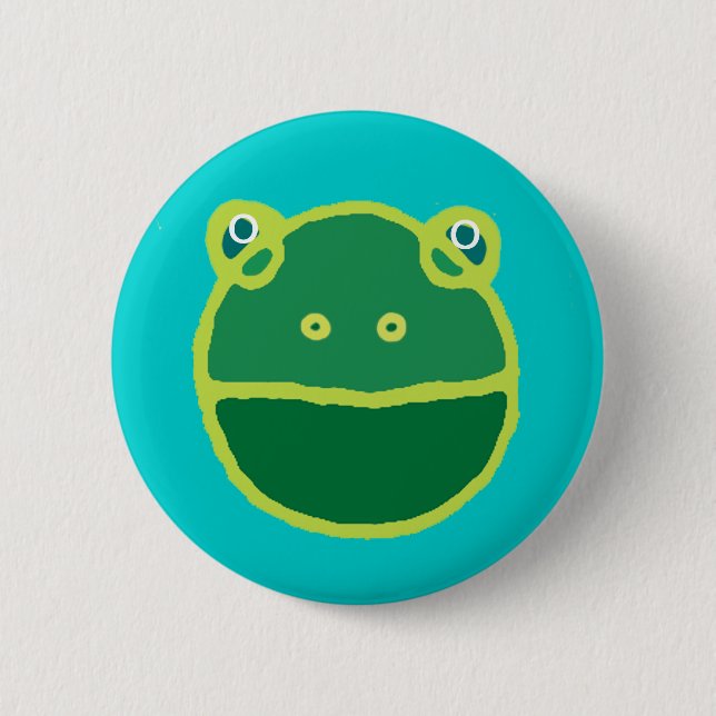 green frog 6 cm round badge (Front)