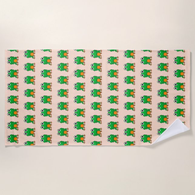 Green frog beach towel (Front)