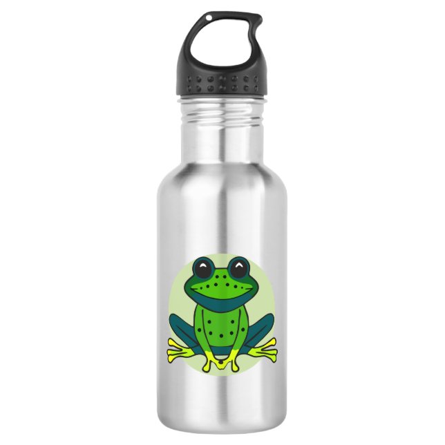 Green Frog Cartoon 532 Ml Water Bottle (Front)
