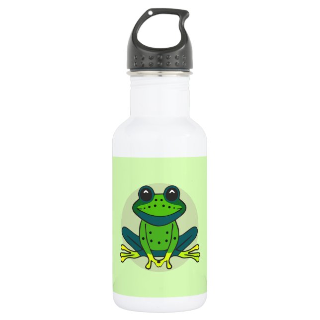 Green Frog Cartoon 532 Ml Water Bottle (Front)