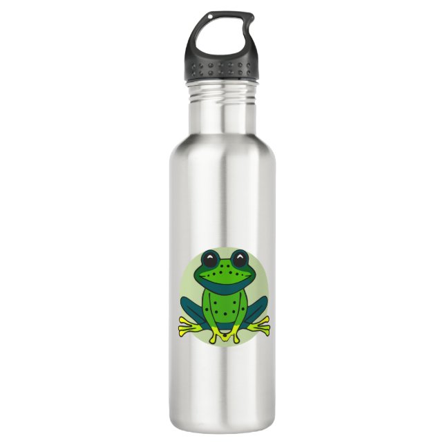 Green Frog Cartoon 710 Ml Water Bottle (Front)