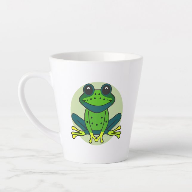 Green Frog Cartoon Latte Mug (Left)