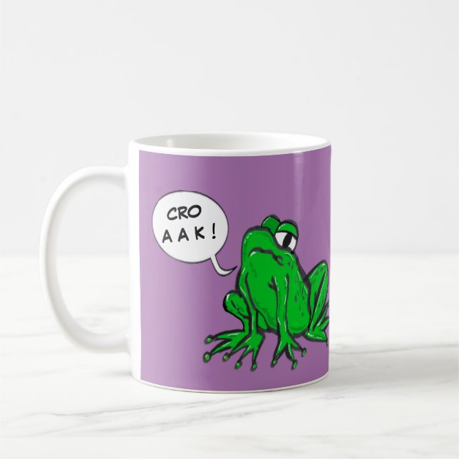 Green Frog Cartoon Speech Balloon DIY Coffee Mug (Left)