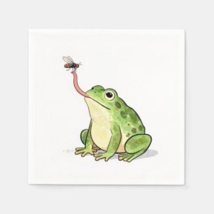 Green Frog Catching a Fly Napkin