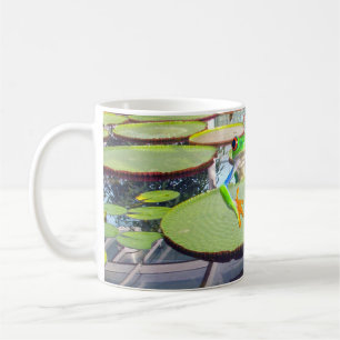Green Frog Climbing On Lily Pad, Coffee Mug