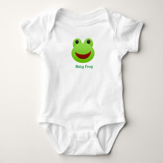 Green Frog Emoji Baby Bodysuit (Front)