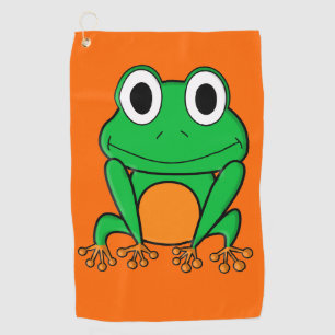 Green frog golf towel