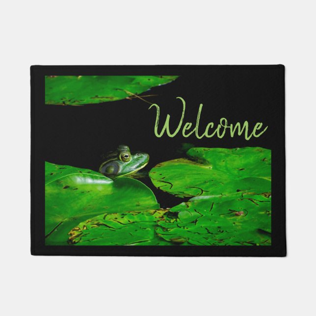 Green Frog Hiding Doormat (Front)