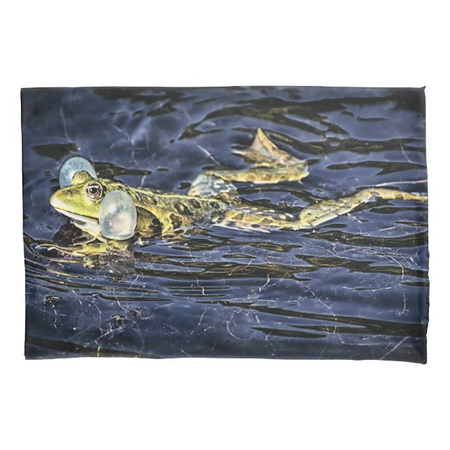 Green Frog in the Pond Pillowcase (Front)