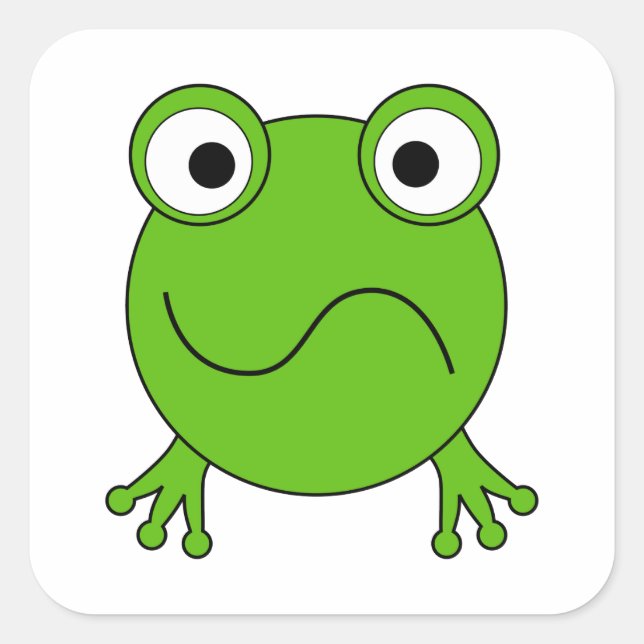 Green Frog. Looking confused. Square Sticker (Front)