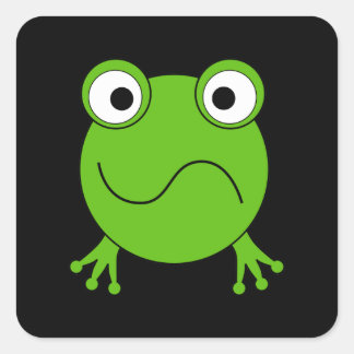 Green Frog. Looking confused. Square Sticker