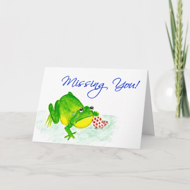 Green Frog 'Missing You!' Card (Front)