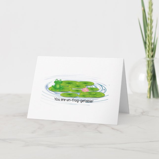 green frog on lily pad birthday card (Front)