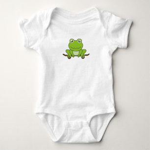 Green Frog On Skateboard Funny Animal Baby Bodysuit