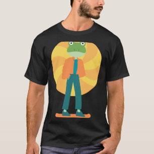 Green Frog on skateboard with moustache (2) T-Shirt
