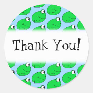 Green Frog Pattern. Thank You. Classic Round Sticker