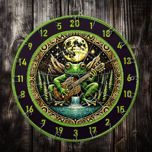 Green Frog Plays Guitar By Moon Dartboard