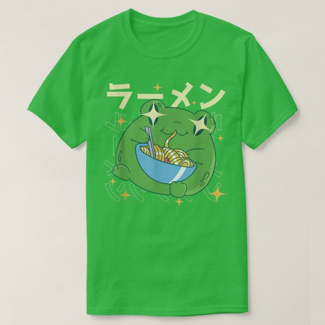 Green Frog Ramen Kawai Noodle Gifts Japan Frogs  T-Shirt (Design Front)
